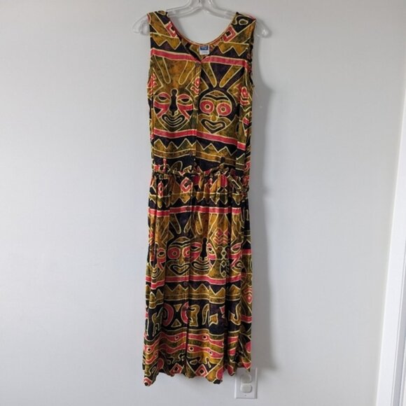 Vibrant Tribal Print Maxi Dress by Jewels - Rayon Fabric - Estimated - Picture 1 of 6